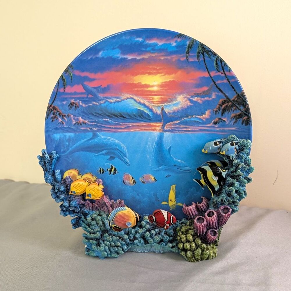 The Hamilton Collection Sealife at Sunset Colors of the Sea 3D Dolphin Plate